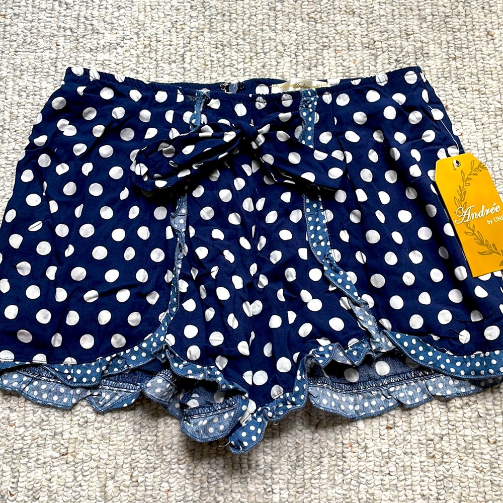 Andre navy and white polka dot shorts